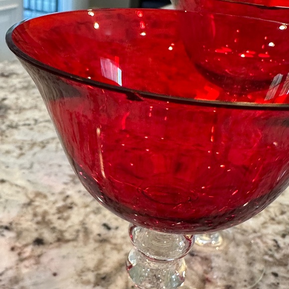 Antique Cranberry Champagne Coup Glasses Set of 4 - Picture 6 of 7